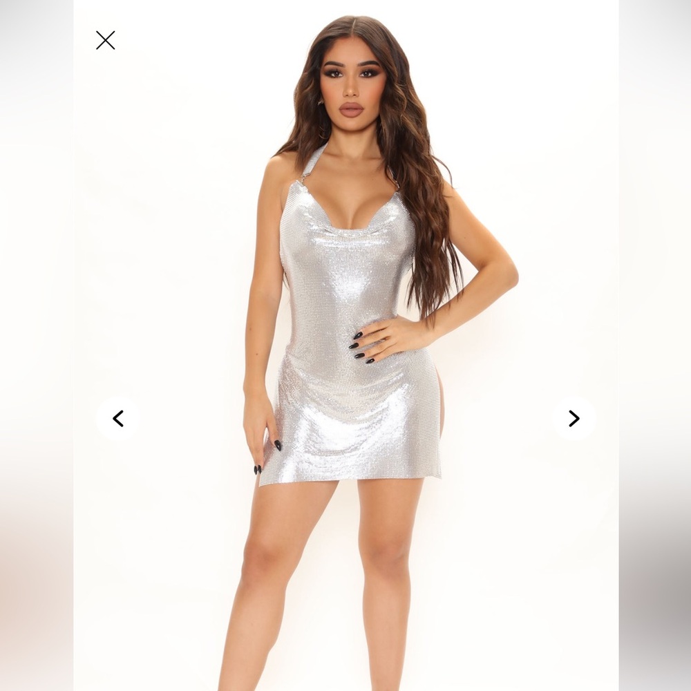 Silver Metallic Mini Dress - Picture 4 of 6